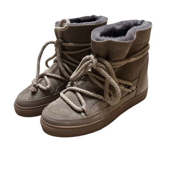 Tan Ankle Boots with Suede Finish and Fuzzy Lining - Picture 1 of 8